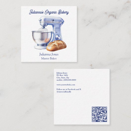 Mixer Bread Bakery Pastry Chef  スクエア名刺 (正面/裏面)