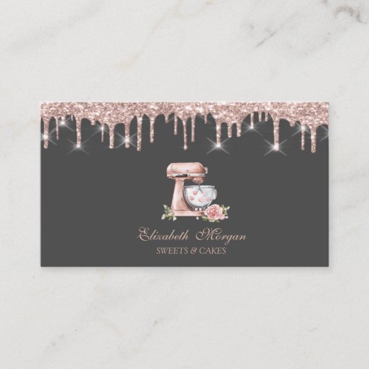 Mixer Flower Hearts Rose Gold Drips Bakery   名刺 (正面)