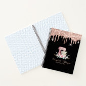 Mixer Flowers Rose Gold Drips Bakery Black  ノートブック (内部)