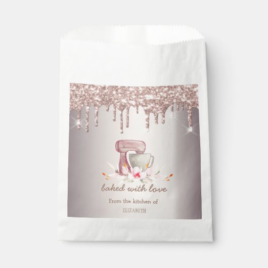 Mixer Flowers Rose Gold Glitter Drips Bakery フェイバーバッグ (正面)