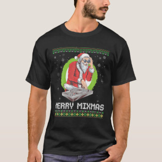 Mixmas メリー Santa Christmas DJターンテーブルMusic Pr Tシャツ