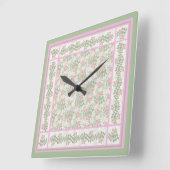 Mix'Matchピンクドグロスパターンウォールクロック スクエア壁時計 (傾斜)