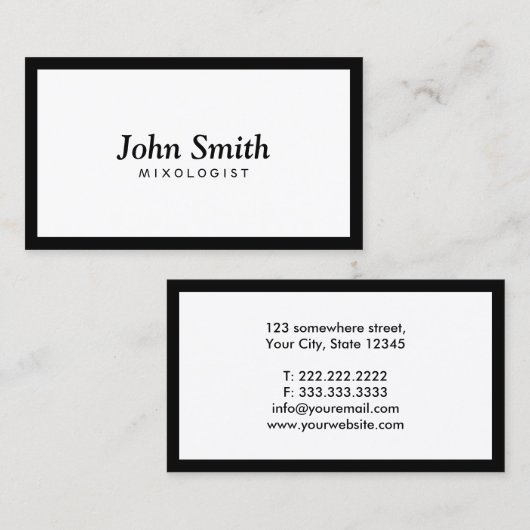 Mixologistのミニマルで明白なボーダー 名刺 (正面/裏面)