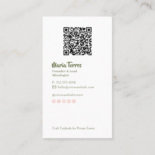 Mixologist Branding | Cocktail-Inspired Mobile Bar 名刺 (裏面)