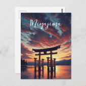 Miyajima Floating Torii Itsukushima Shrine Sunset ポストカード (正面/裏面)