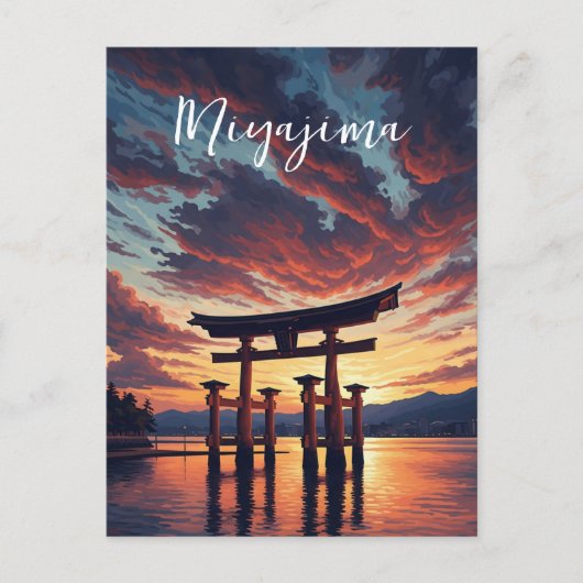 Miyajima Floating Torii Itsukushima Shrine Sunset ポストカード (正面)