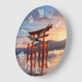 Miyajima Floating Torii Itsukushima Shrine Travel ラージ壁時計 (傾斜)