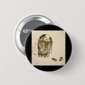 Miyamoto Musashi著絵を描きます、c.の17世紀 缶バッジ (正面&裏面)