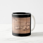 Miyamoto Musashi著絵を描きます、c. 1600's ツートーンマグカップ (正面右)