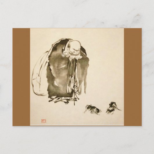 Miyamoto Musashi著絵を描きます、c. 1600's ポストカード (正面)