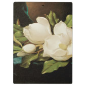 MJ Headeによる青いベルベットの布の上の巨大なマグノリアス クリップボード (裏面)