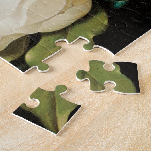 MJ Headeによる青いベルベットの布の上の巨大なマグノリアス ジグソーパズル (側面)