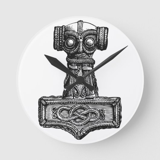 Mjolnir: トールのハンマー ラウンド壁時計 (正面)