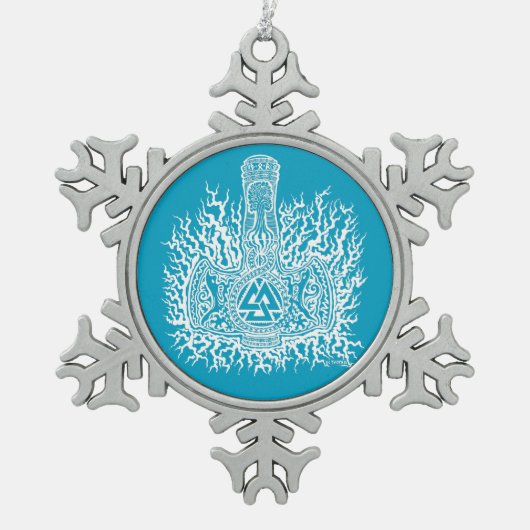 Mjolnir - Valknutのオーナメント スノーフレークピューターオーナメント (正面)