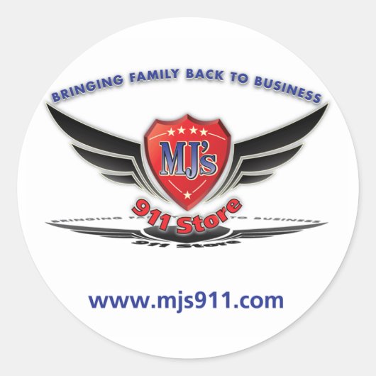 MJ'S 911ストアのロゴ ラウンドシール (正面)