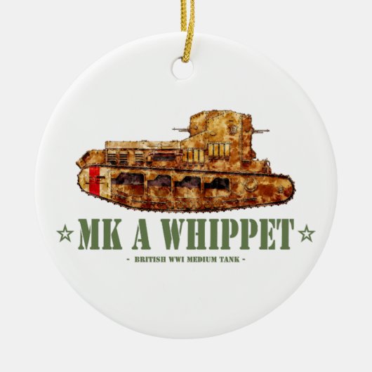 MK A Whipet World War One British Medium Tank WWI セラミックオーナメント (正面)