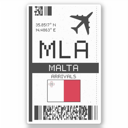 MLAマルタボーディングパス – 空港旅行 シール (正面)