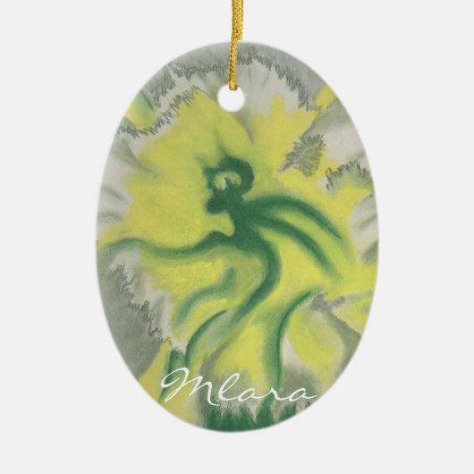 Mlara著芸術作品との装飾用のHibiscu セラミックオーナメント (正面)