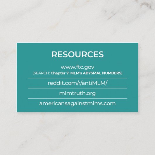 MLMsは無限連鎖講です- 名刺 (裏面)