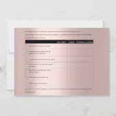 MMモデルフィードバックフォーム メイクアップ ローズ エステティシャン 招待状 (裏面)