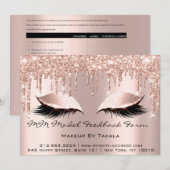 MMモデルフィードバックフォーム メイクアップ ローズ エステティシャン 招待状 (正面/裏面)