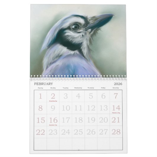 MM Andersonによる美しいバードアート カレンダー (2月 2026)