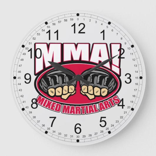 MMAの握りこぶし ラージ壁時計 (正面)