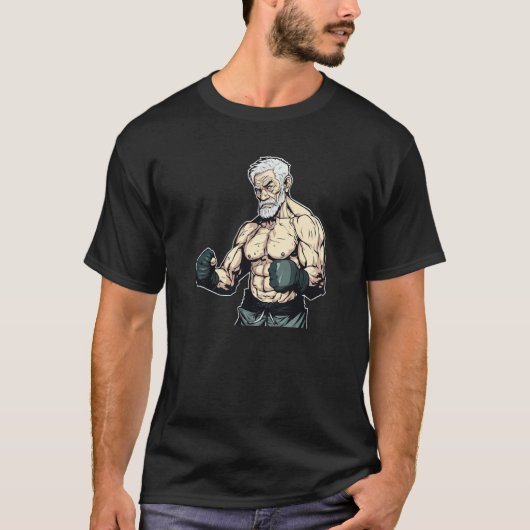 MMA Bearded Old Men Cage Fighter Free Fighting Fat Tシャツ (正面)