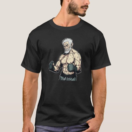 MMA Bearded Old Men Cage Fighter Free Fighting Fat Tシャツ (正面)