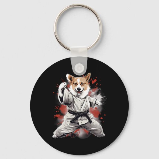 Mma Cardigan Welsh Corgi Dog Karate For Men Women  キーホルダー (正面)