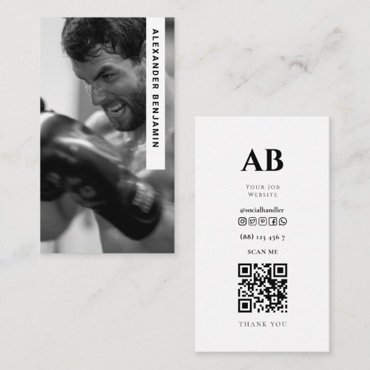 Mma Coach & Trainer Photo QR Code名刺 名刺 (正面/裏面)