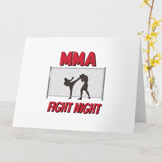 Mma Fight Night文字と2人のファイターのシルエット カード (黄色い花)