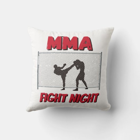 Mma Fight Night文字と2人のファイターのシルエット クッション (裏面)