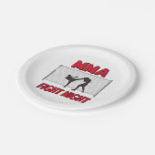 Mma Fight Night文字と2人のファイターのシルエット ペーパープレート (アングル)