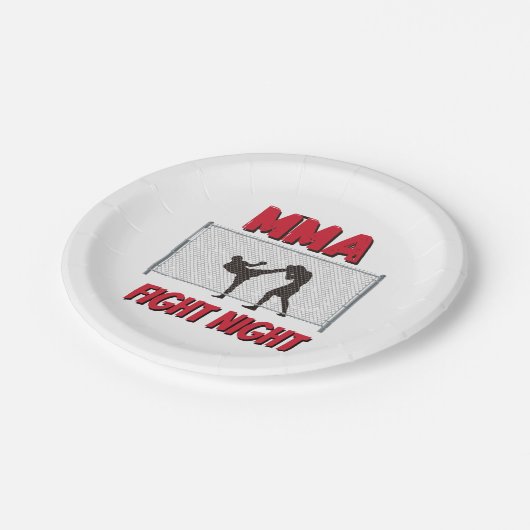 Mma Fight Night文字と2人のファイターのシルエット ペーパープレート (アングル)