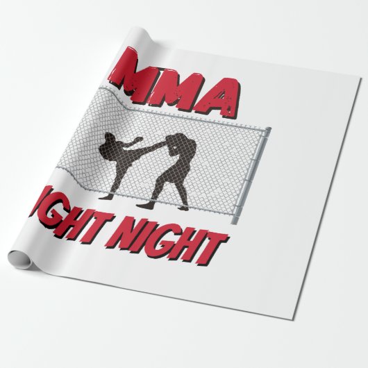 Mma Fight Night文字と2人のファイターのシルエット ラッピングペーパー (アンロールド)