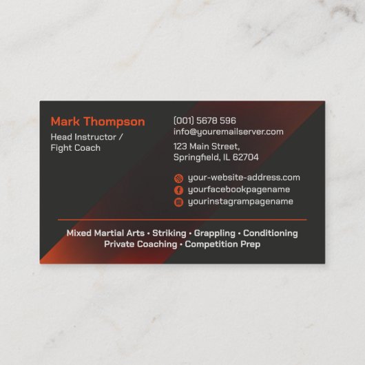 MMA - Mixed Martial Arts Training 名刺 (裏面)