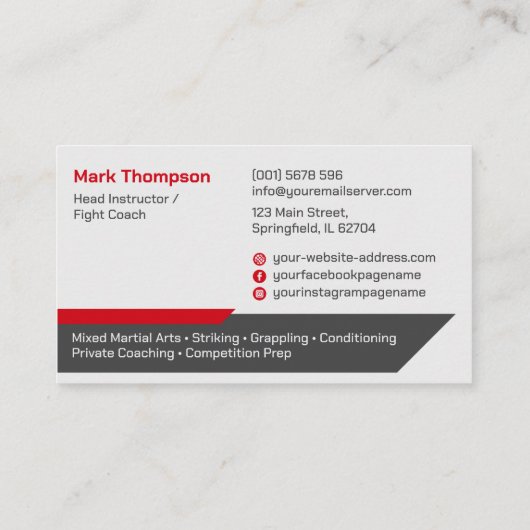 MMA - Mixed Martial Arts Training 名刺 (裏面)