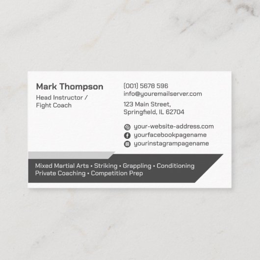 MMA - Mixed Martial Arts Training 名刺 (裏面)