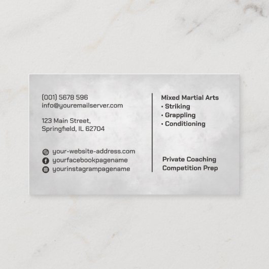 MMA - Mixed Martial Arts Training 名刺 (裏面)