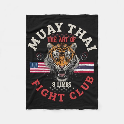 Mma Muay Thai Kickboxing Usa Thailand Tiger Fight- フリースブランケット (正面)
