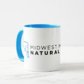 MMNHの青く白いロゴのマグ マグカップ (正面左)