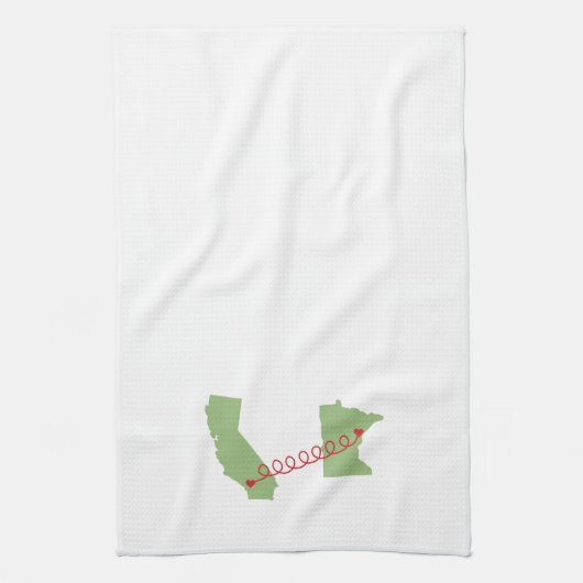 MNの~のハートへのカリフォルニアはタオルを接続しました キッチンタオル (縦)
