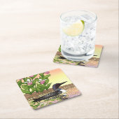 MN州バードフラワーロオンレディースリッパ スクエアペーパーコースター (インサイチュ)