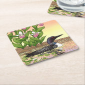 MN州バードフラワーロオンレディースリッパ スクエアペーパーコースター (アングル)