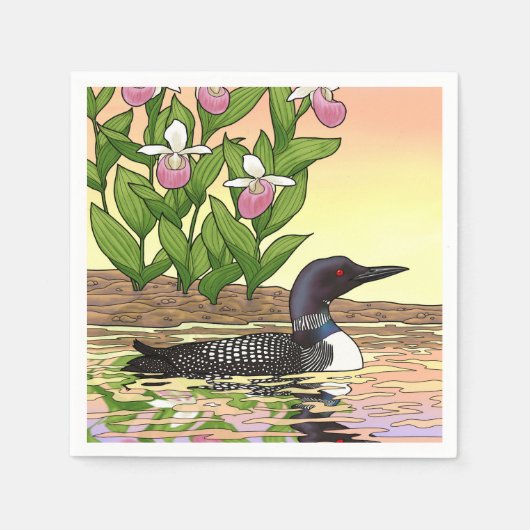 MN州バードフラワーロオンレディースリッパ スタンダードカクテルナプキン (正面)