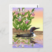 MN州バードフラワーロオンレディースリッパ ポストカード (正面/裏面)