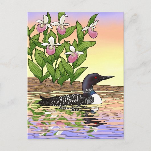 MN州バードフラワーロオンレディースリッパ ポストカード (正面)