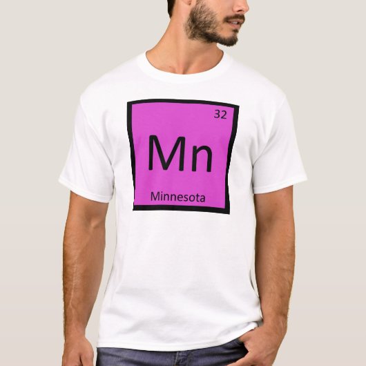 Mn - ミネソタ州 化学元素周期表 tシャツ (正面)