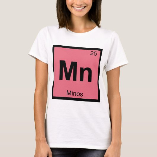 Mn - ミノス ギリシャ 化学記号 周期表 tシャツ (正面)